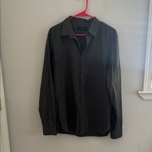 All Saints Olive Green LS Riviera Shirt Size M